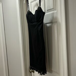 GUESS beautiful black mini cocktail dress with gold foil trim